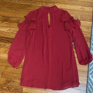 Express Red Ruffle Sleeve Dress